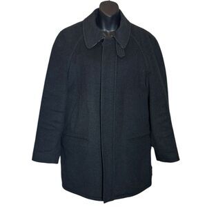 Burberry London vintage y2k men’s small wool cashmere overcoat charcoal heavy